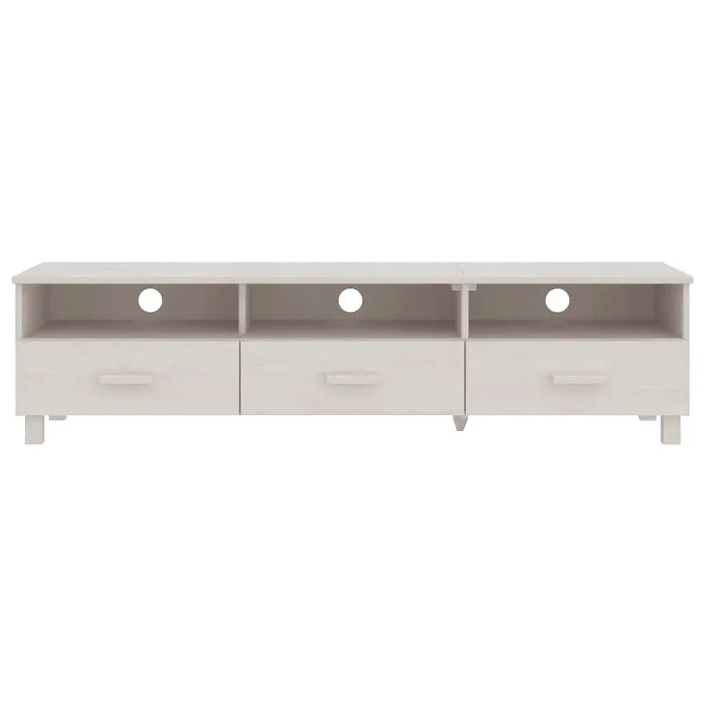 TV Cabinet White Solid Pine Wood 158x40x40cm with 3 Drawers