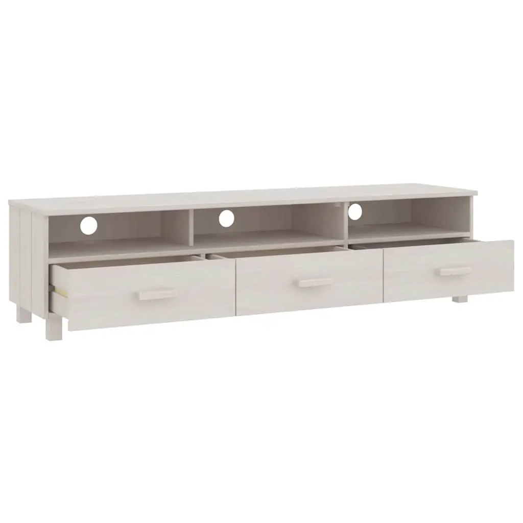 TV Cabinet White Solid Pine Wood 158x40x40cm with 3 Drawers