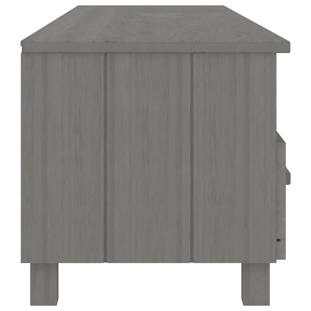TV Cabinet Grey Solid Wood Pine Storage Unit Sliding Drawers Compartments 158cm