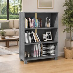 Your New Grey Book Cabinet: Solid Pine and Ample Space 85x35x112cm