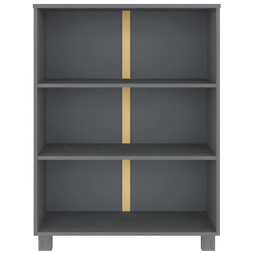Book Cabinet Grey Solid Wood Pine 85x35x112cm Shelving Storage Unit