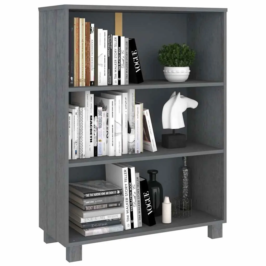 Book Cabinet Grey Solid Wood Pine 85x35x112cm Shelving Storage Unit