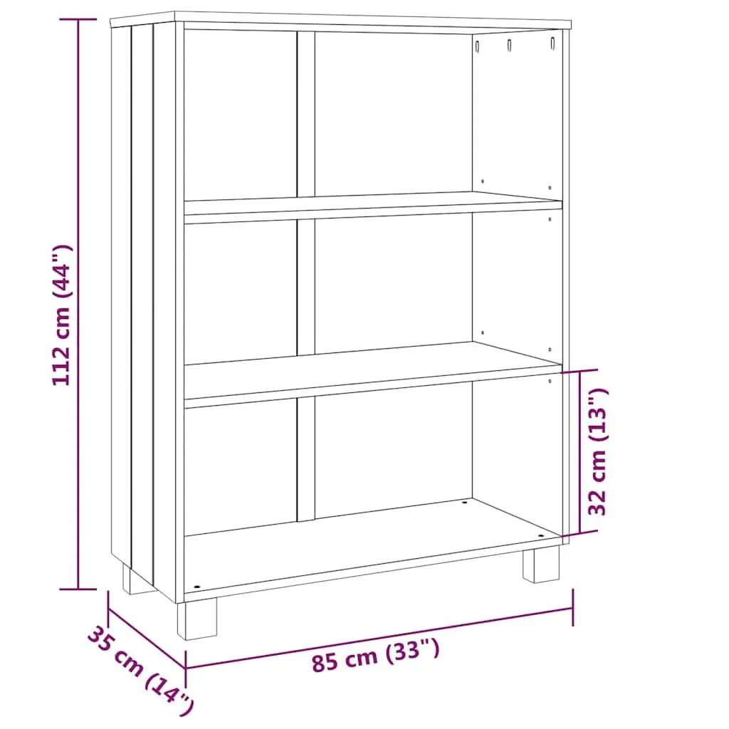 Book Cabinet Grey Solid Wood Pine 85x35x112cm Shelving Storage Unit