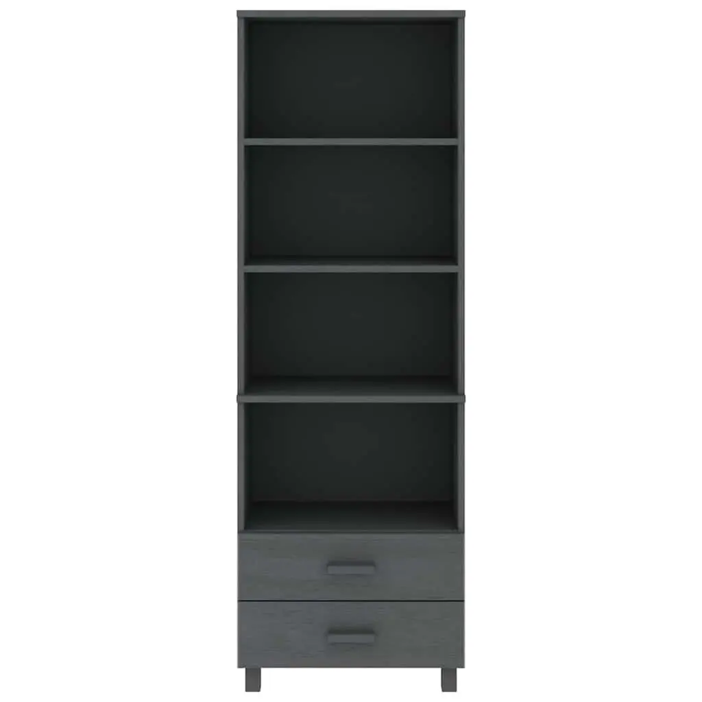 Highboard Storage Cabinet Solid Wood Shelves Drawers Grey 60x35x180cm