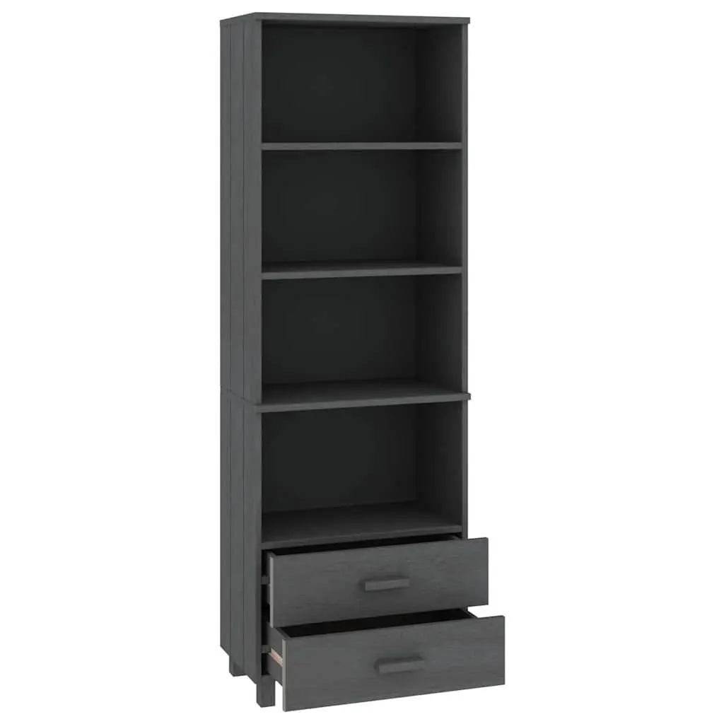 Highboard Storage Cabinet Solid Wood Shelves Drawers Grey 60x35x180cm