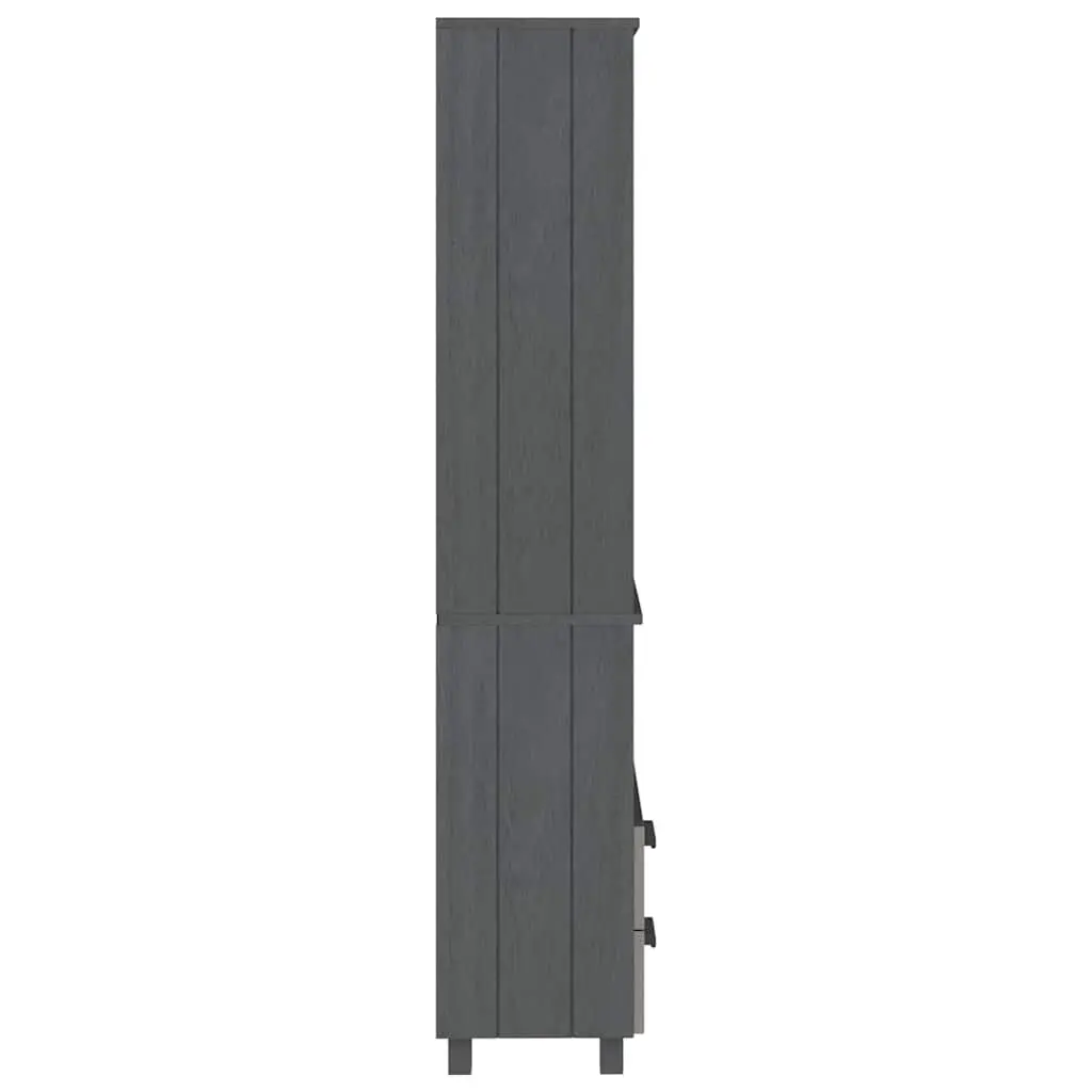 Highboard Storage Cabinet Solid Wood Shelves Drawers Grey 60x35x180cm