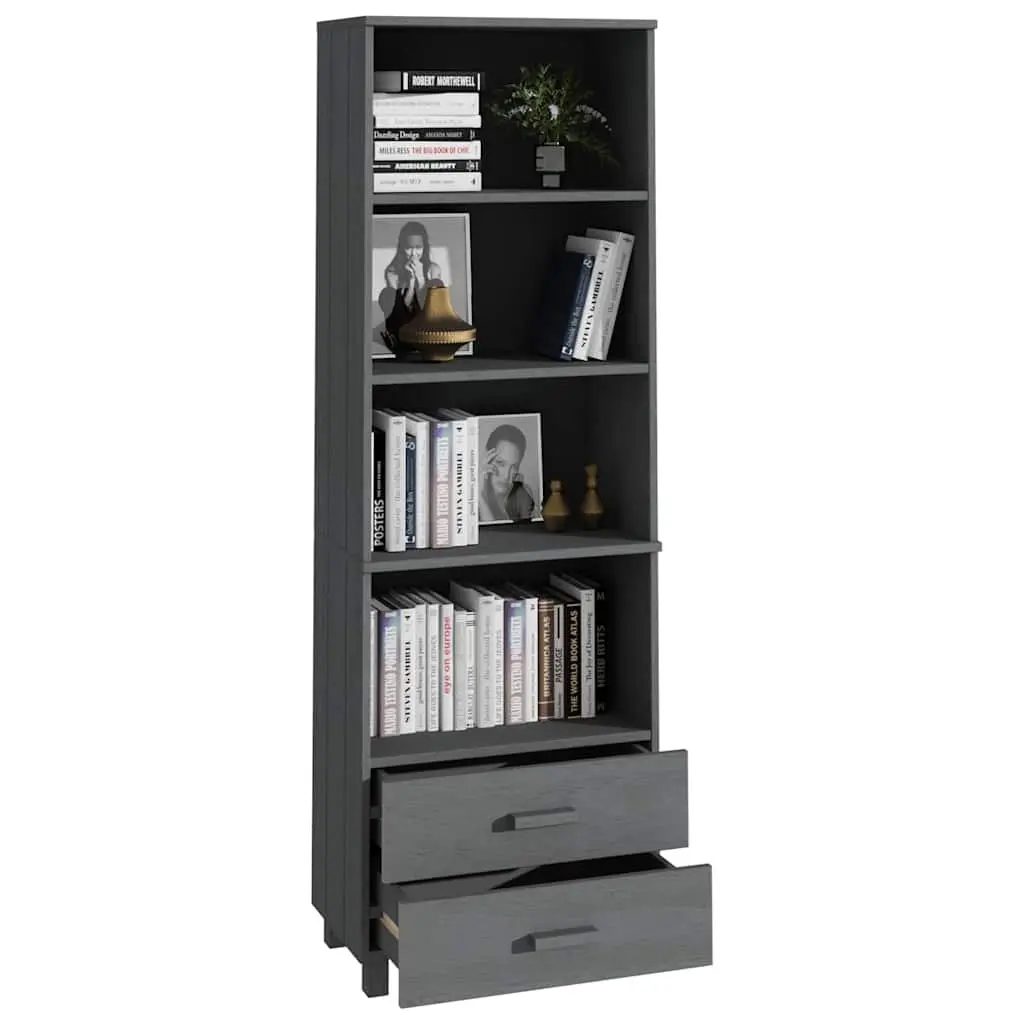 Highboard Storage Cabinet Solid Wood Shelves Drawers Grey 60x35x180cm