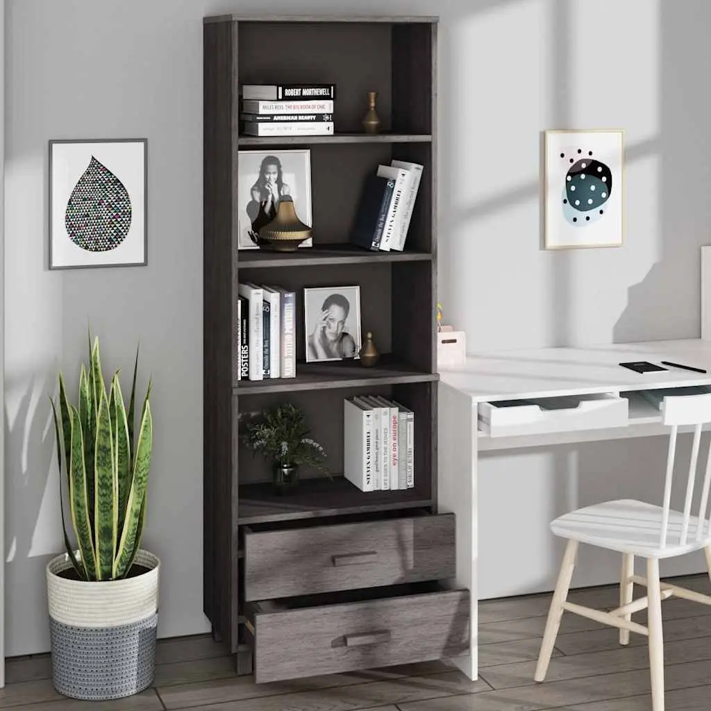 Highboard Light Grey Solid Pine Wood 60x35x180 cm