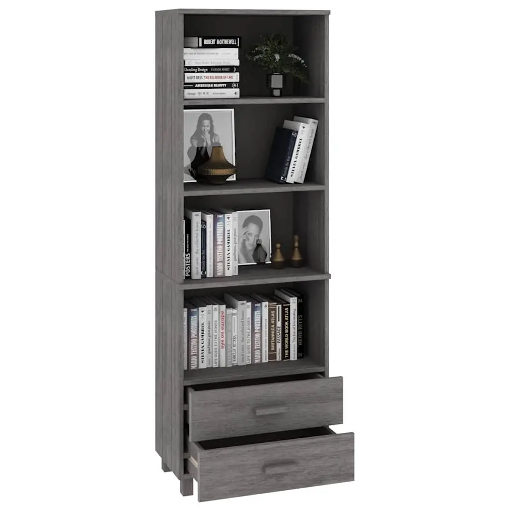 Highboard Light Grey Solid Pine Wood 60x35x180 cm