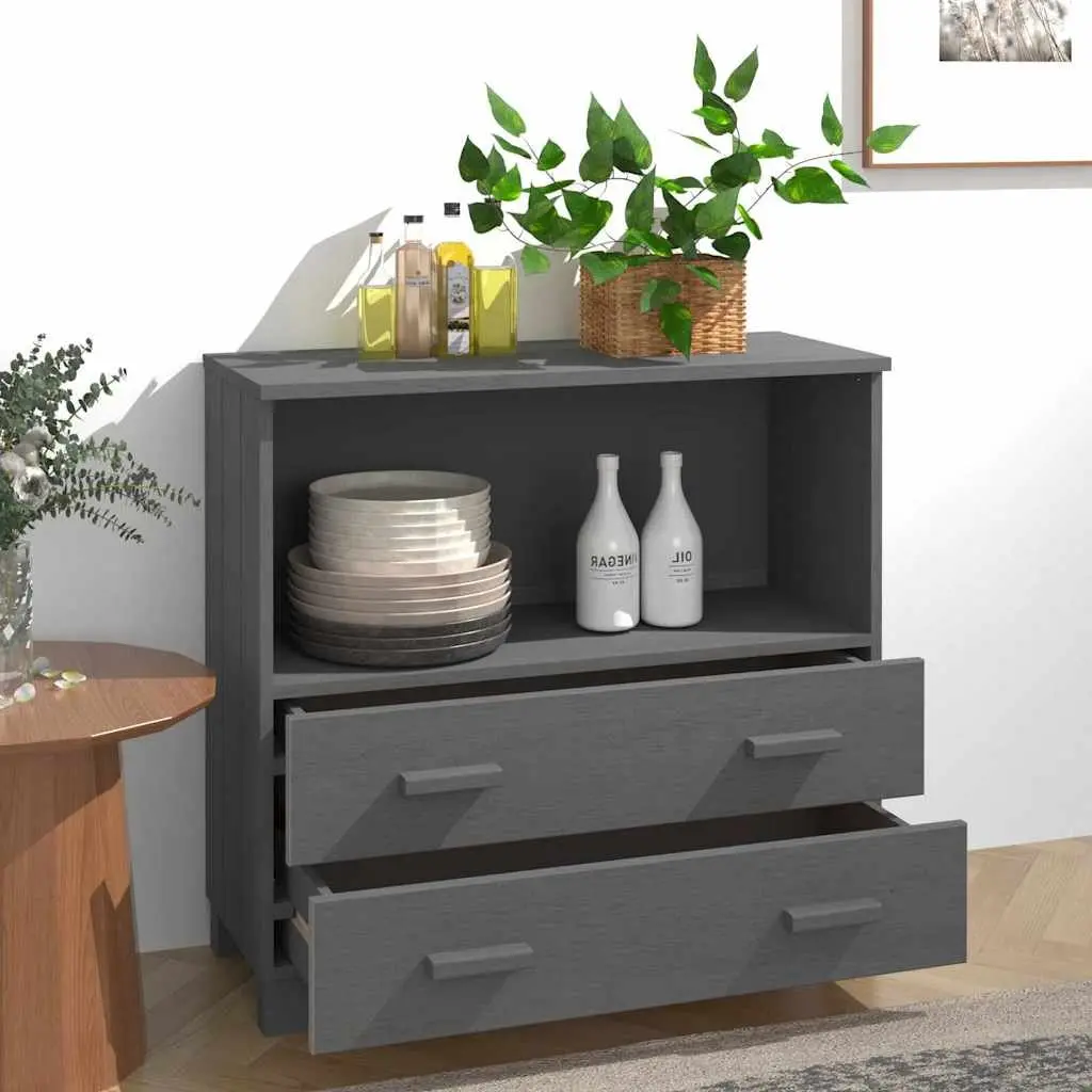 Wooden Sideboard Storage Cabinet Grey 85 x 35 x 80 cm