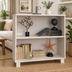 White Wooden Sideboard 85x35x80cm Storage Cabinet 2 Shelves Pine Furniture