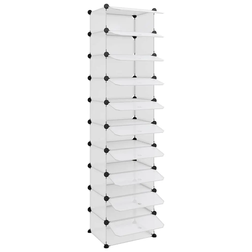 Shoe Organiser Transparent 44x32x174cm PP Plastic Storage Unit