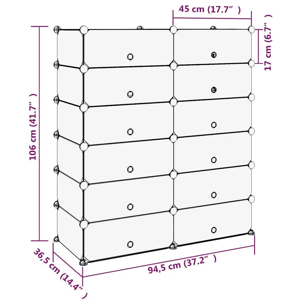 Shoe Rack Black Storage Organiser 94.5x36.5x106cm