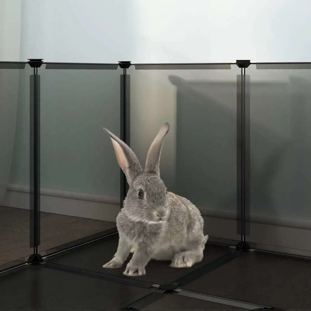 Small Animal Cage Enclosure Black PP Plastic Steel Frame 144 x 74 x 46.5 cm