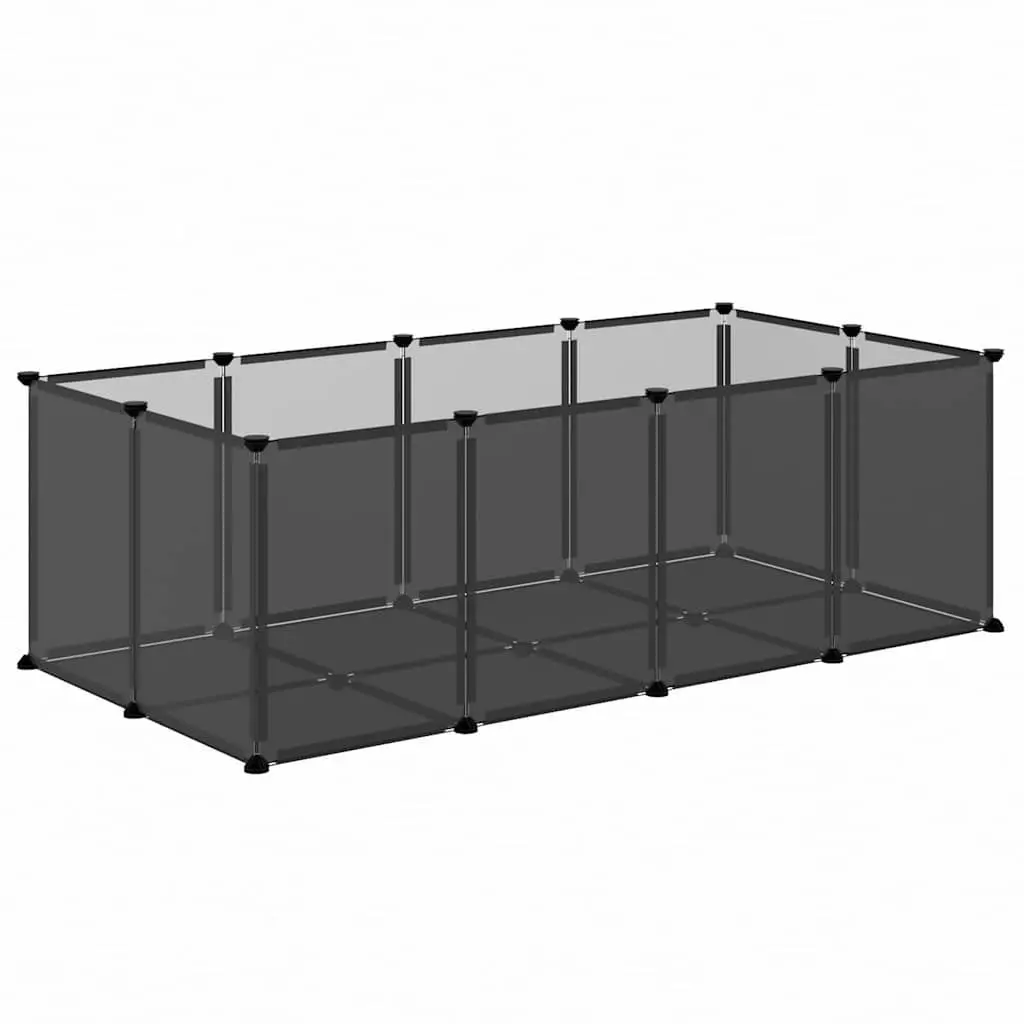 Small Animal Cage Enclosure Black PP Plastic Steel Frame 144 x 74 x 46.5 cm