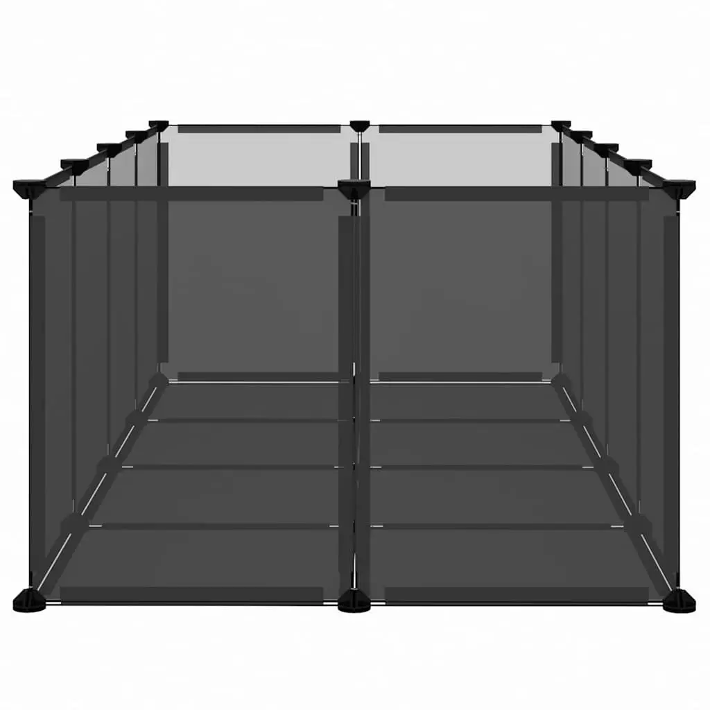 Small Animal Cage Enclosure Black PP Plastic Steel Frame 144 x 74 x 46.5 cm