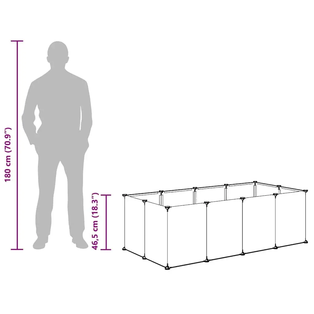 Small Animal Cage Transparent PP Plastic Steel Frame Enclosure 144 x 74 x 46.5 cm