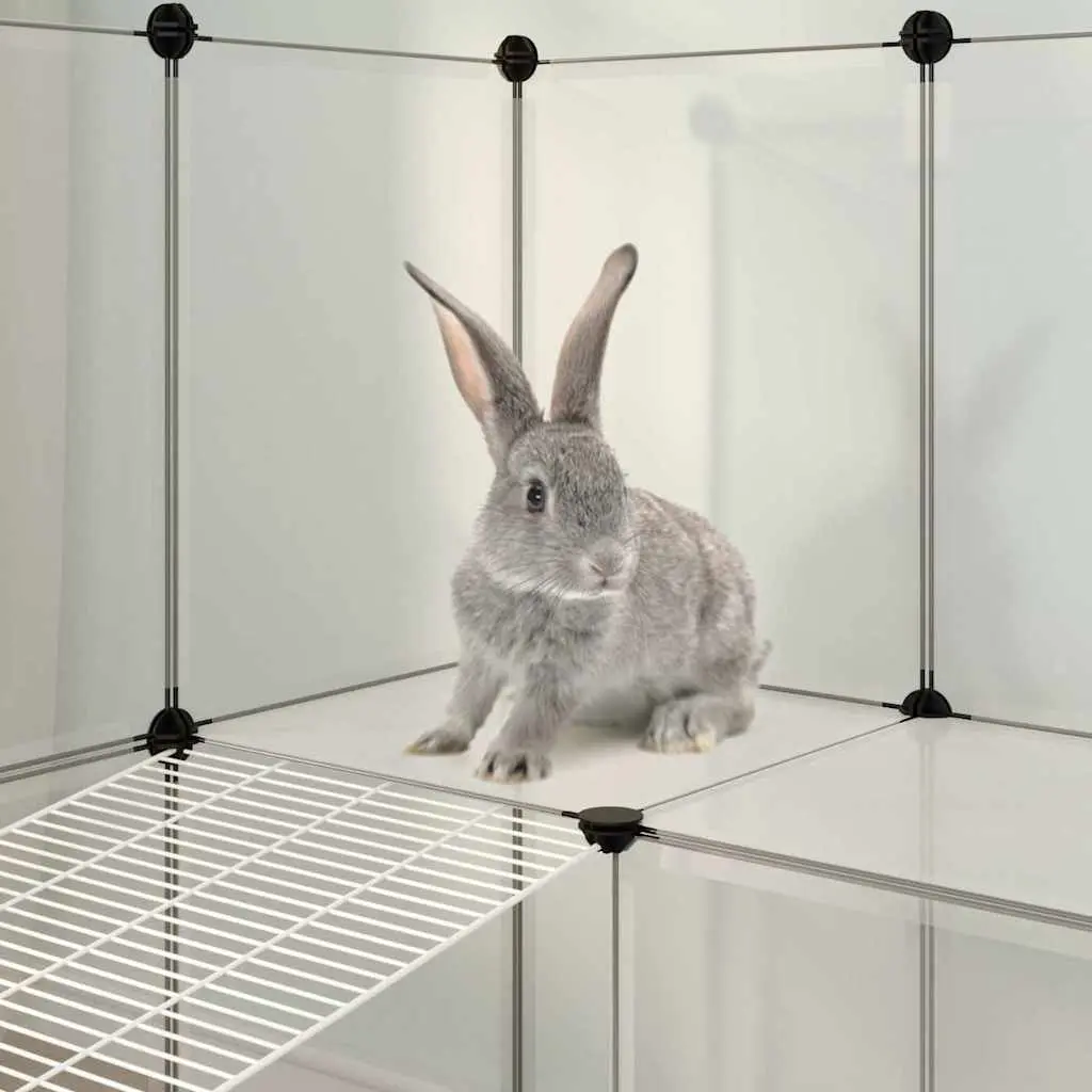 Small Animal Cage Transparent Enclosure with Platform Ladder PP Steel Frame