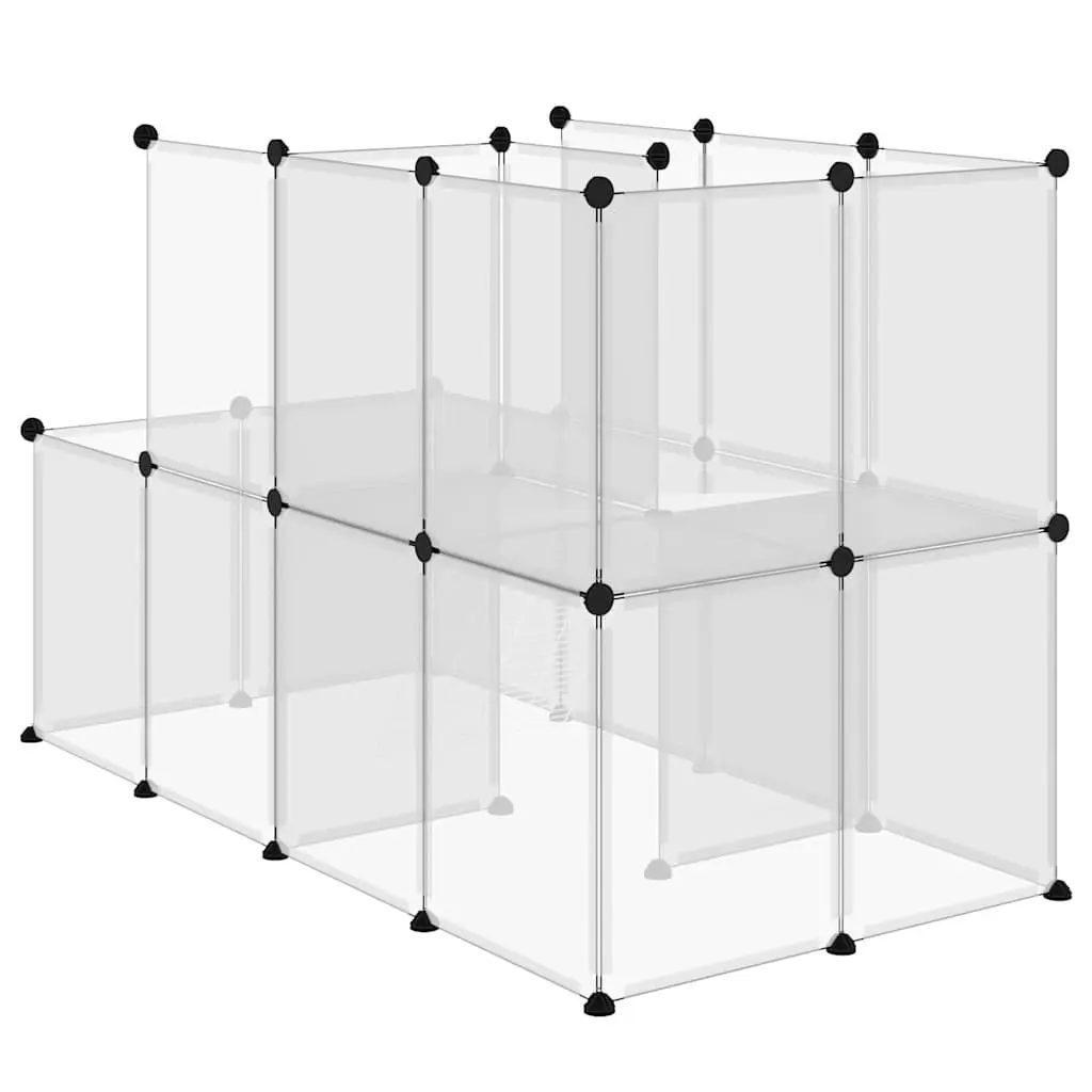Small Animal Cage Transparent Enclosure with Platform Ladder PP Steel Frame