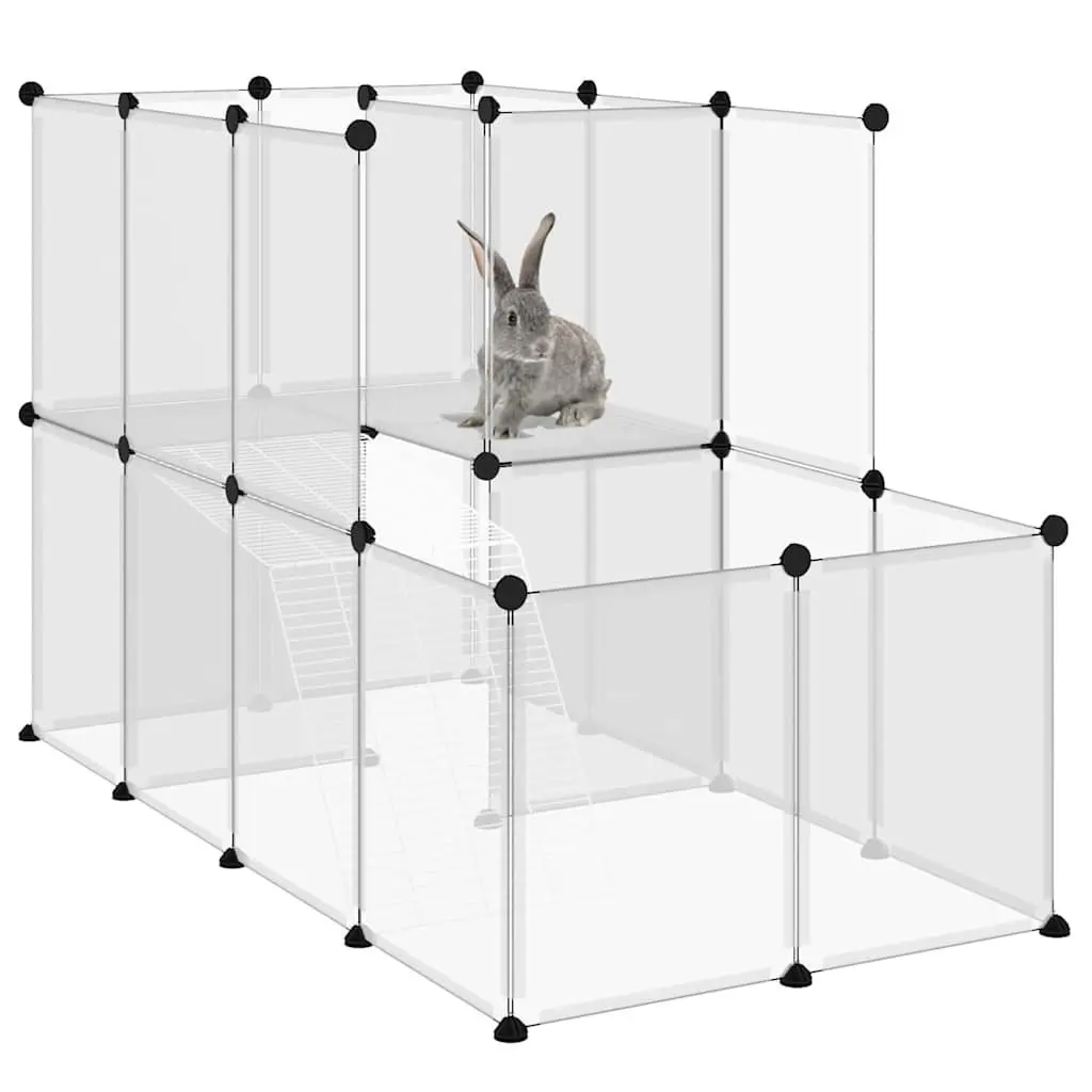 Small Animal Cage Transparent Enclosure with Platform Ladder PP Steel Frame