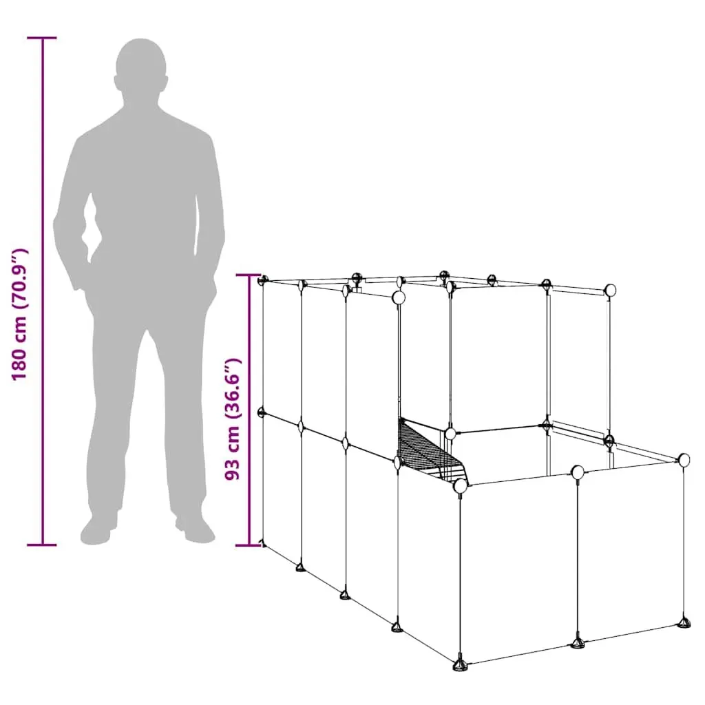 Small Animal Cage Transparent Enclosure with Platform Ladder PP Steel Frame