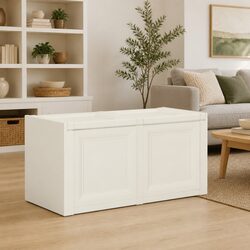 Storage Chest Bench Seat Cushion Box 86x40x42cm Cream Household Container