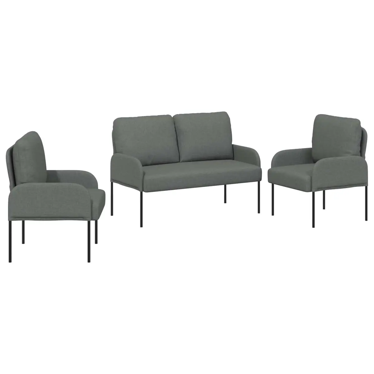 Modern 3-Piece Sofa Set Grey Living Room Furniture Indoor Seating Cushion Couch