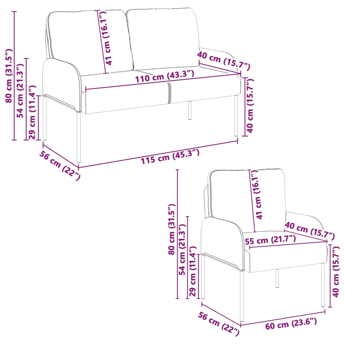Modern 3-Piece Sofa Set Grey Living Room Furniture Indoor Seating Cushion Couch
