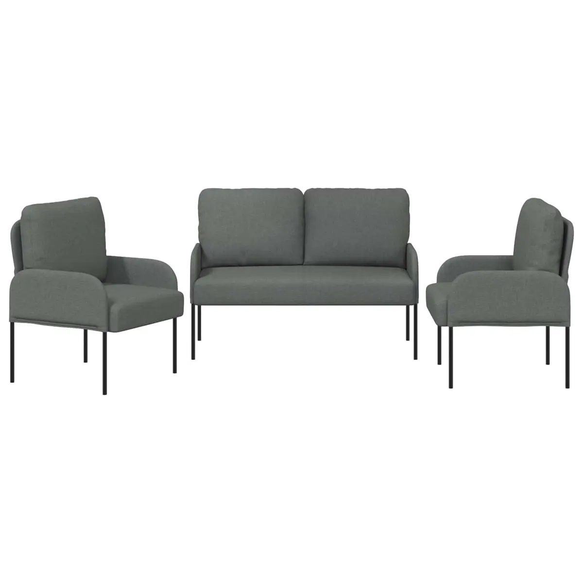 Modern 3-Piece Sofa Set Grey Living Room Furniture Indoor Seating Cushion Couch
