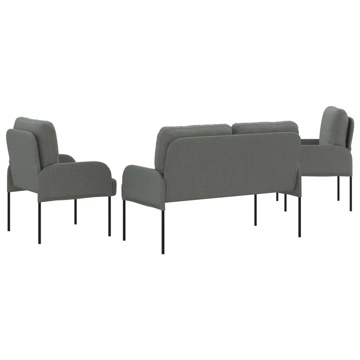 Modern 3-Piece Sofa Set Grey Living Room Furniture Indoor Seating Cushion Couch