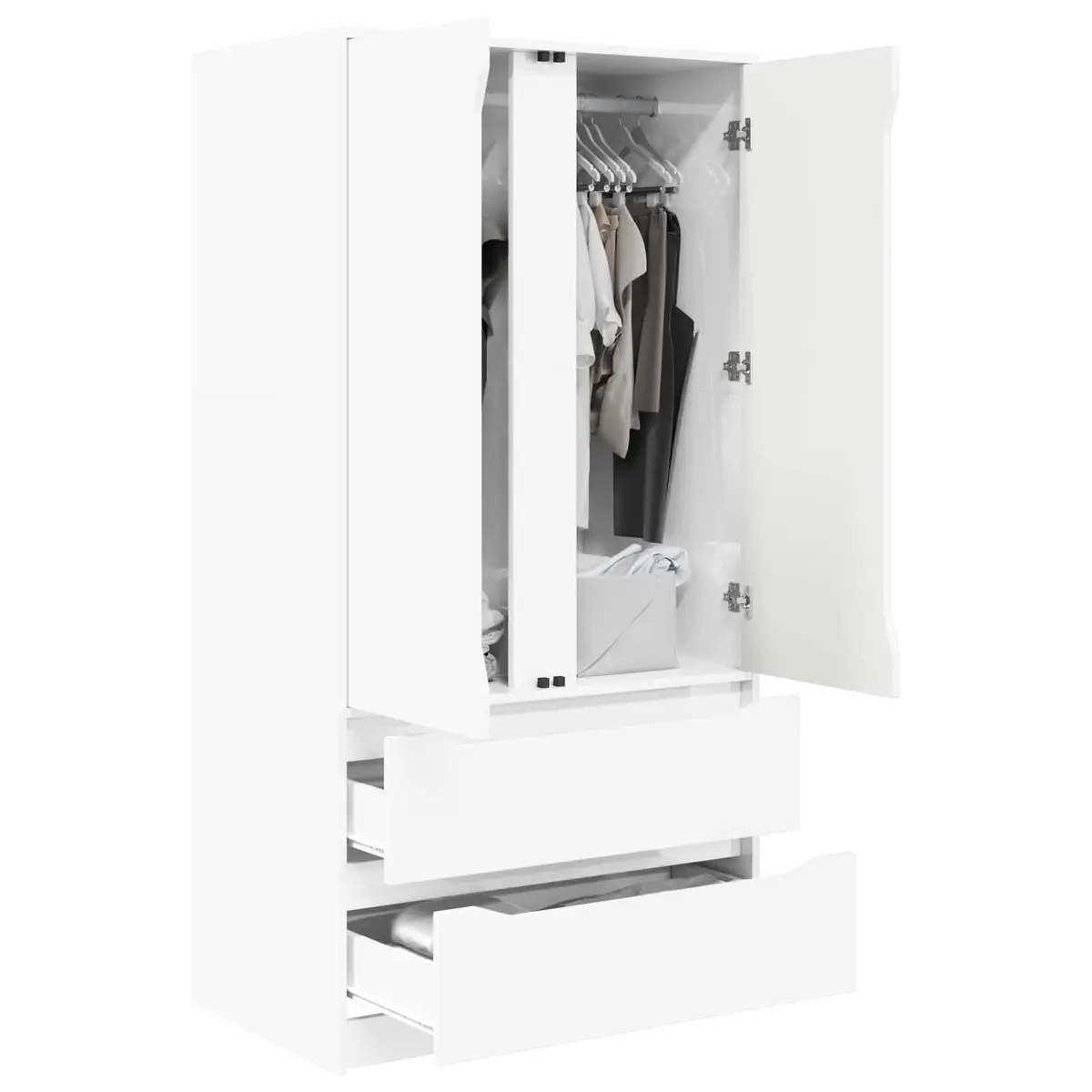 Wardrobe High Gloss White Engineered Wood 79.5 x 49 x 156 cm
