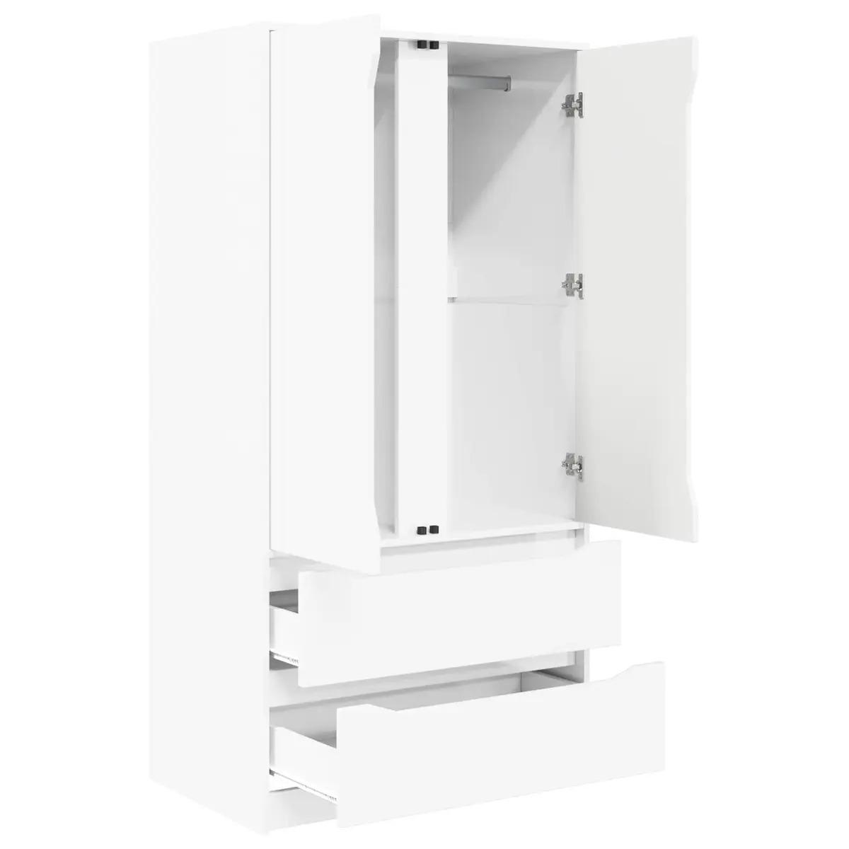 Wardrobe High Gloss White Engineered Wood 79.5 x 49 x 156 cm
