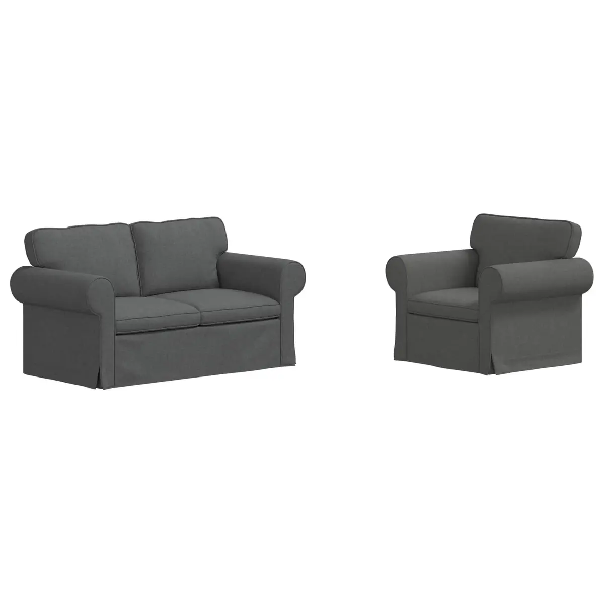 2-Piece Sofa Set in Grey Fabric