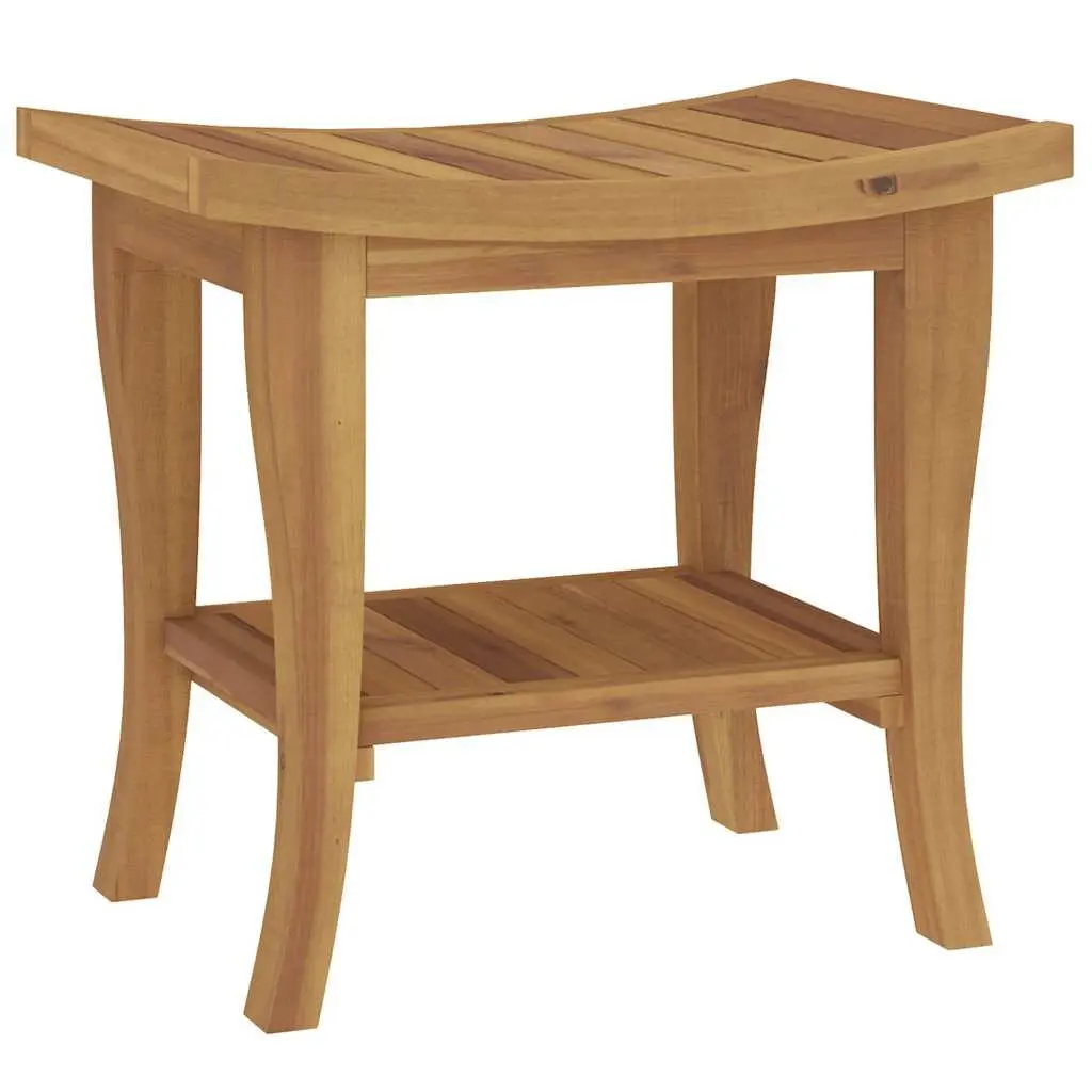Wooden Bathroom Side Table Teak Storage Shelf 50x35x45cm