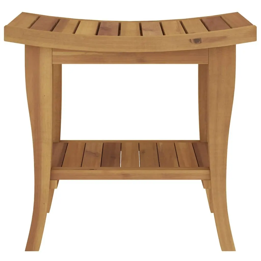 Wooden Bathroom Side Table Teak Storage Shelf 50x35x45cm
