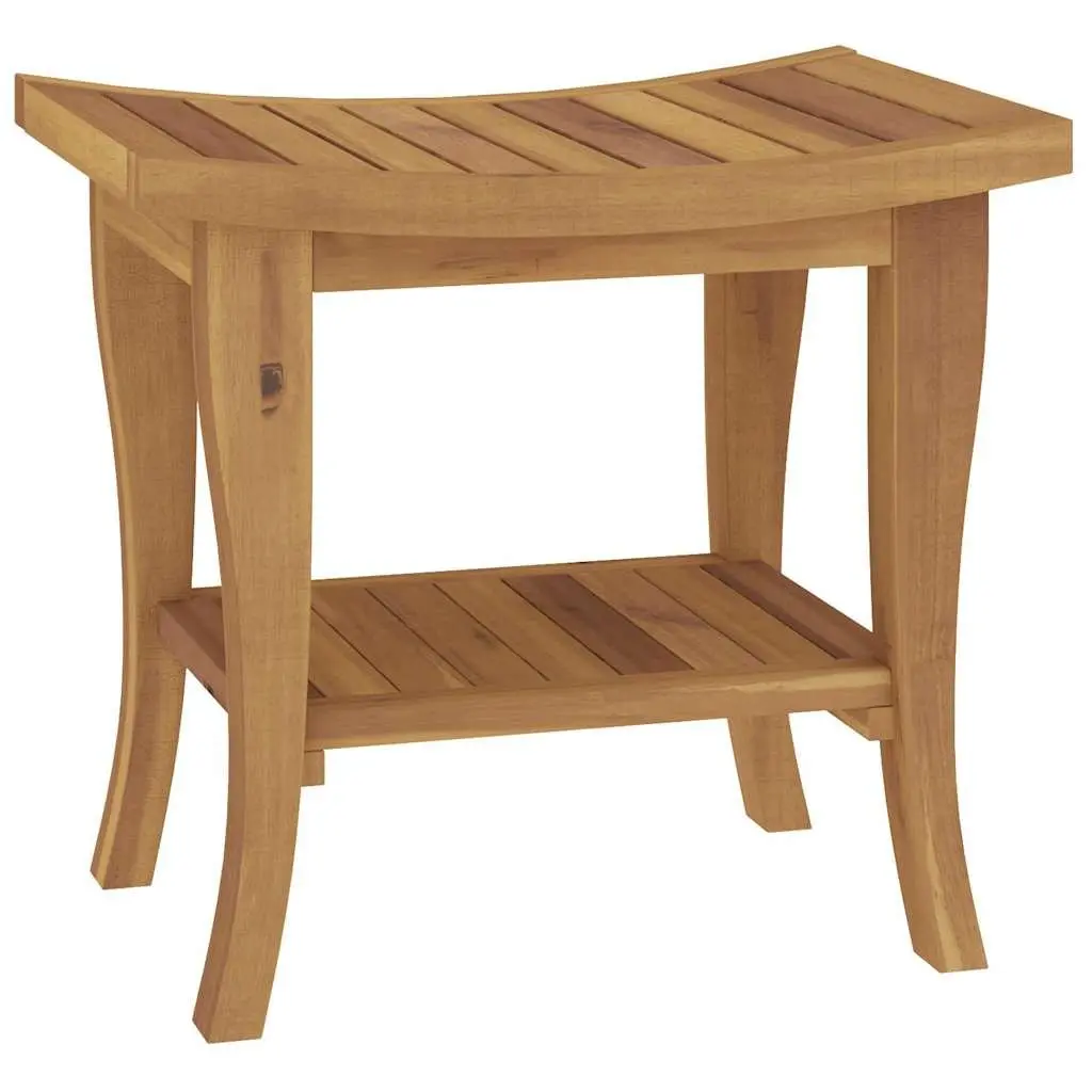 Wooden Bathroom Side Table Teak Storage Shelf 50x35x45cm