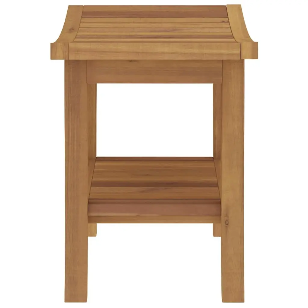 Wooden Bathroom Side Table Teak Storage Shelf 50x35x45cm