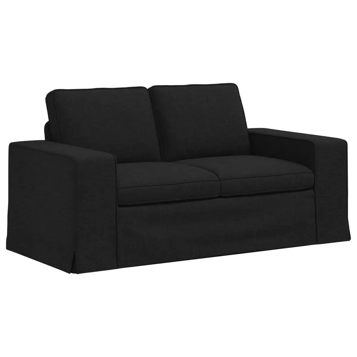 2 Piece Modular Fabric Sofa Set Black Contemporary Sectional Couch