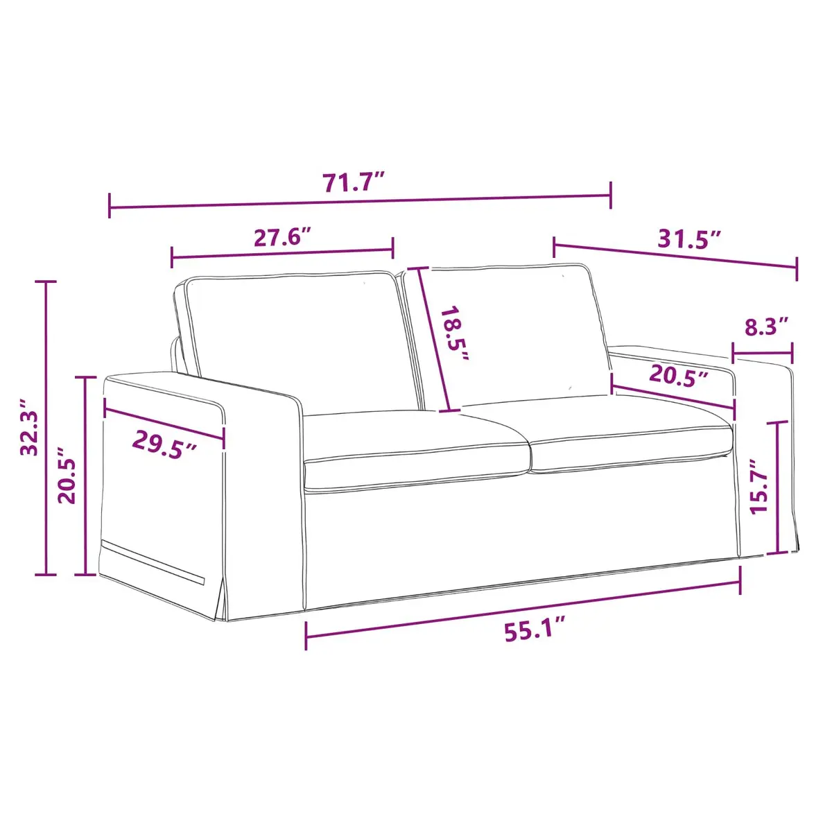 2 Piece Modular Sofa Set Grey Fabric Sectional