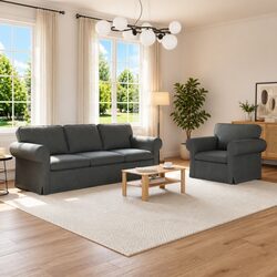 Sofa Set 2 pcs Grey Modular Living Room Furniture Modern Contemporary Design