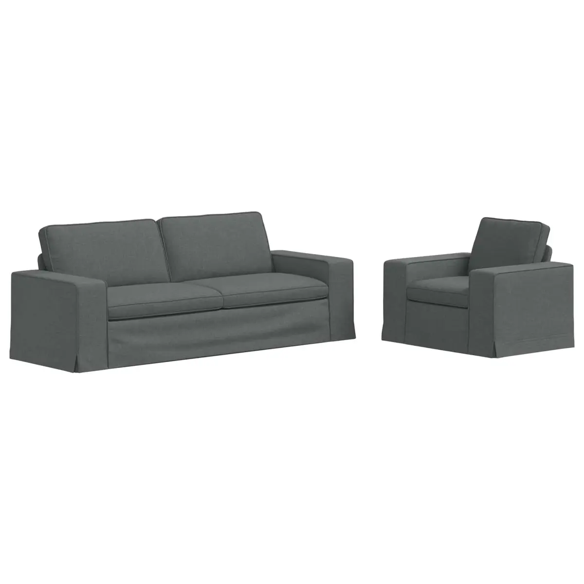 Sofa Set 2 pcs Dark Grey Fabric Modular Lounge Couch Living Room Furniture