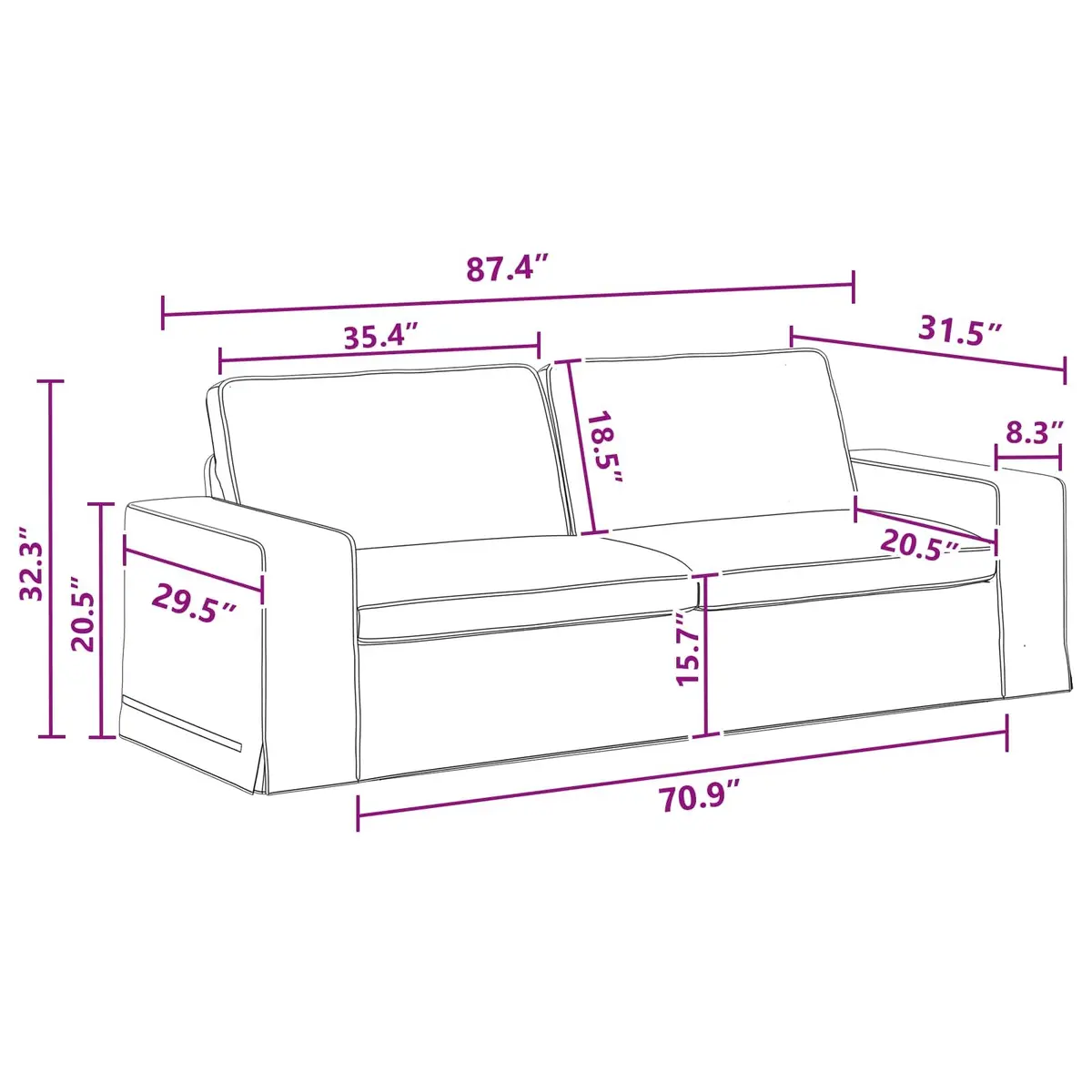 Sofa Set 2 pcs Dark Grey Fabric Modular Lounge Couch Living Room Furniture