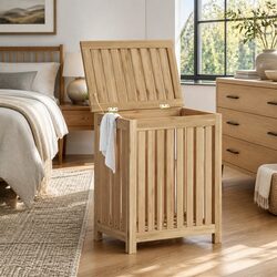 Solid Teak Laundry Basket for All Your Laundry Needs 50x35x60 cm