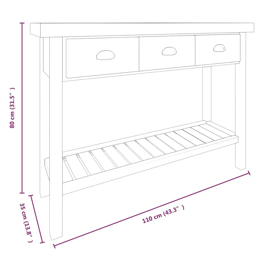 Console Table 110x35x80 cm with Drawers Shelf Storage Accent Side Hallway