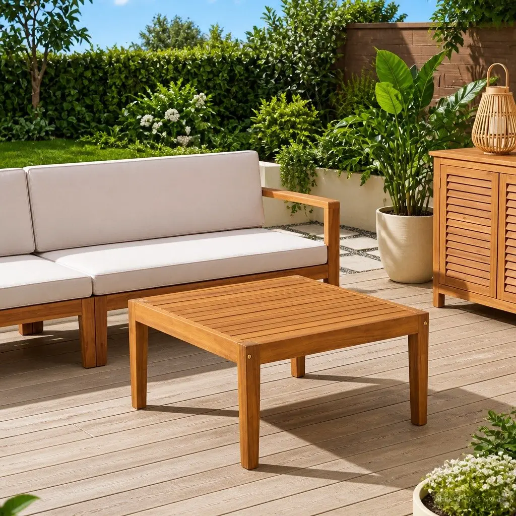 Garden Table Acacia Wood Outdoor Side Table Patio Balcony Furniture 60x60x30cm