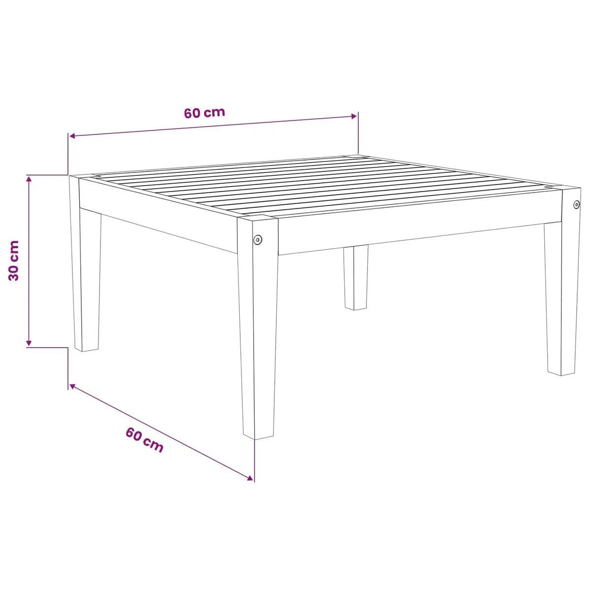 Garden Table Acacia Wood Outdoor Side Table Patio Balcony Furniture 60x60x30cm