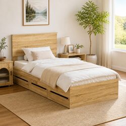 Bed Frame with Storage Drawer Sonoma Oak 90 x 190 cm Engineered Wood Bedroom