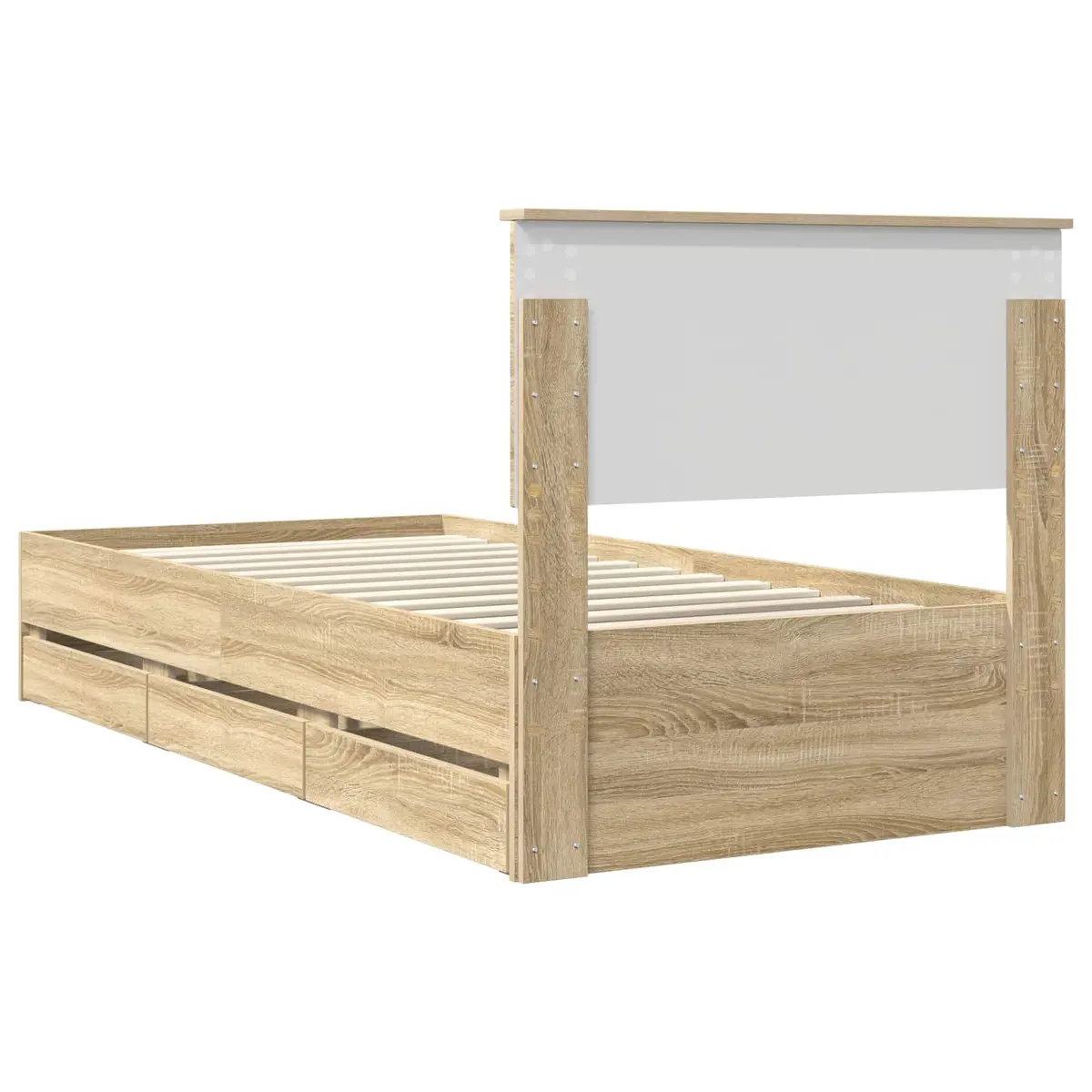Bed Frame with Storage Drawer Modern Minimalist Sonoma Oak 90 x 190 cm Engineered Wood