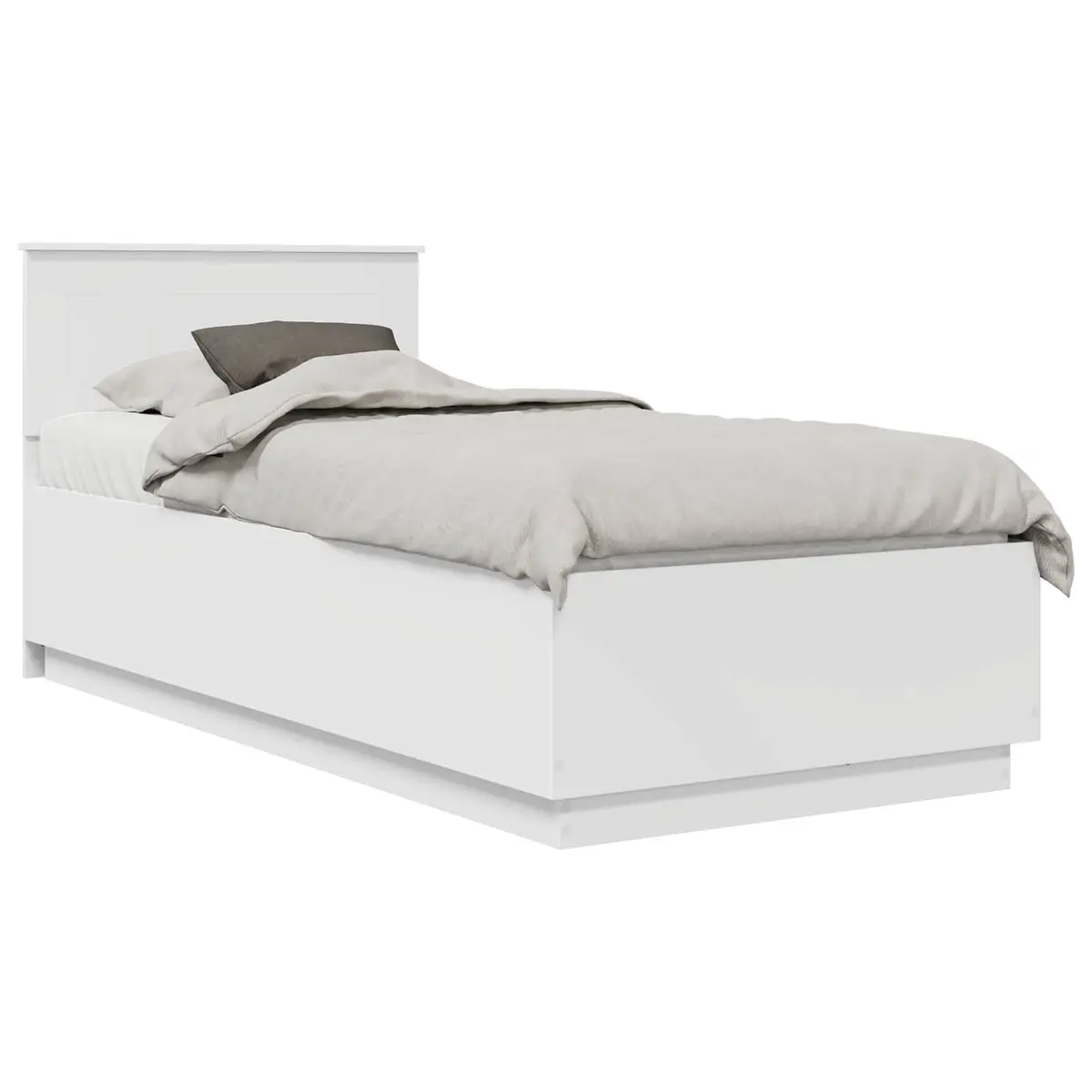 White Bed Frame with Headboard and LED Lights 90 x 190 cm