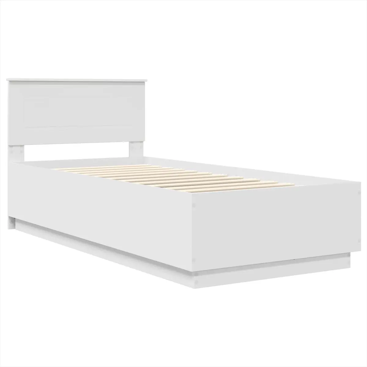 White Bed Frame with Headboard and LED Lights 90 x 190 cm